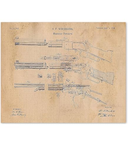 Amazon.com: Winchester Wall Art, Framed Patent Print of Winchester